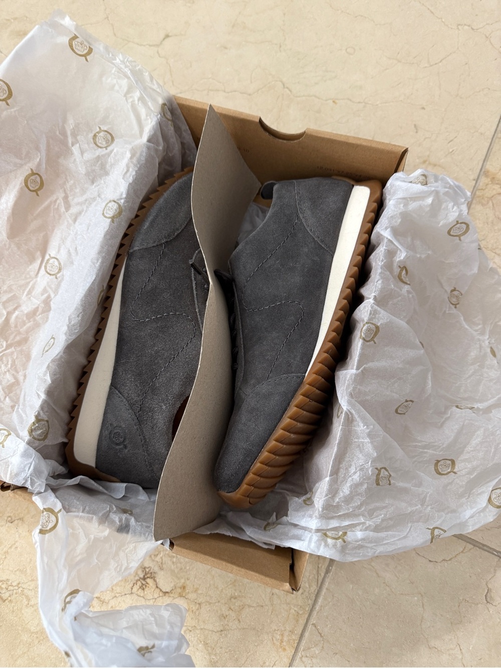Born Women's Charcoal Suede Sneakers with Gum Outsole